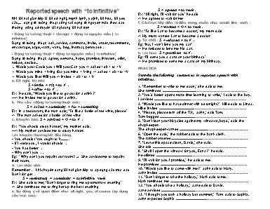 Reported speech with To infinitive